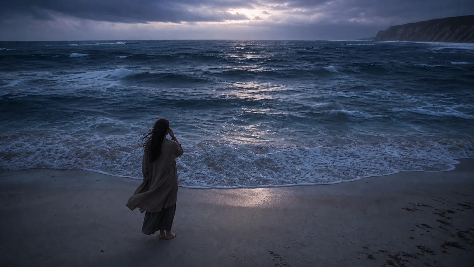 Woelige oceaan in schemerlicht, het element water in Australië
